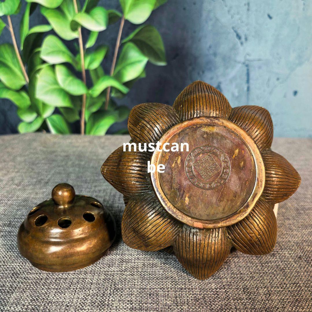 銅器 透かし彫り蓮花炉 家庭 茶台 客間 書斎 香炉 工芸品 置物