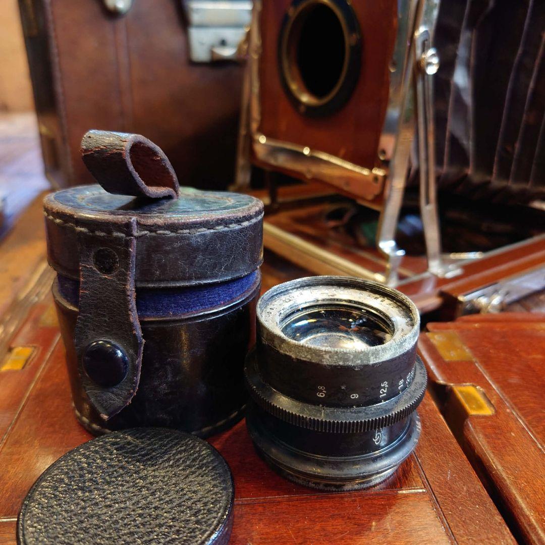 R.Konishi 木製 大判カメラ 蛇腹カメラ シャッター レンズ 三脚 - メルカリ