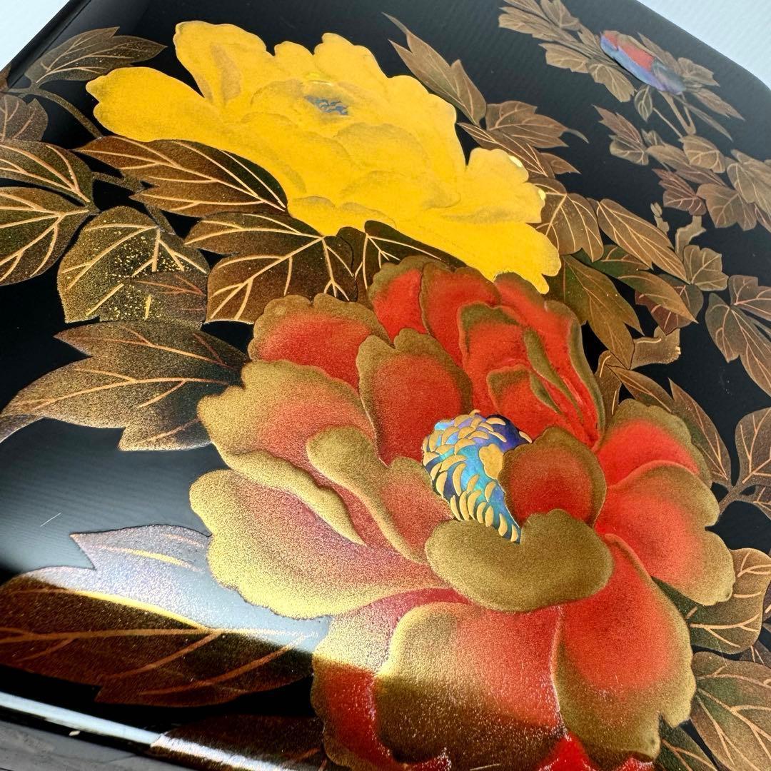 新品 輪島塗 文箱 文庫 硯箱 青貝 螺鈿 牡丹 天然木 漆 漆器 伝統工芸