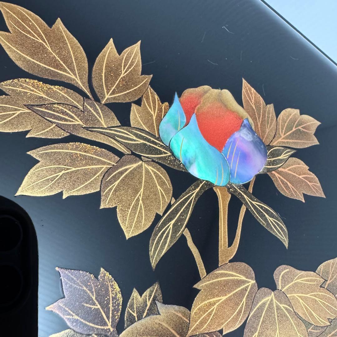 新品 輪島塗 文箱 文庫 硯箱 青貝 螺鈿 牡丹 天然木 漆 漆器 伝統工芸