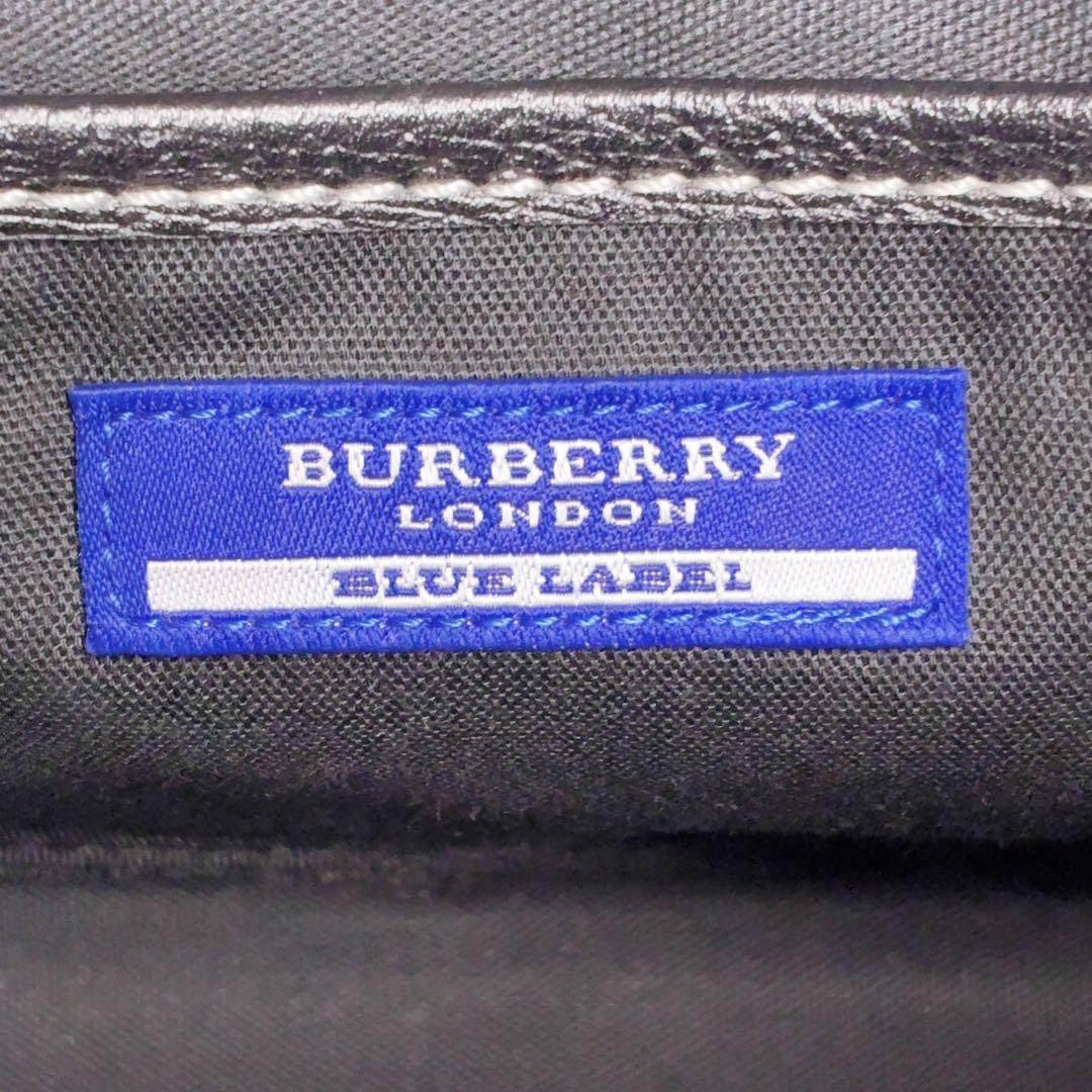 【バーバリー ブルーレーベル】　ショルダーバッグ　ホースロゴ キャンバス 黒