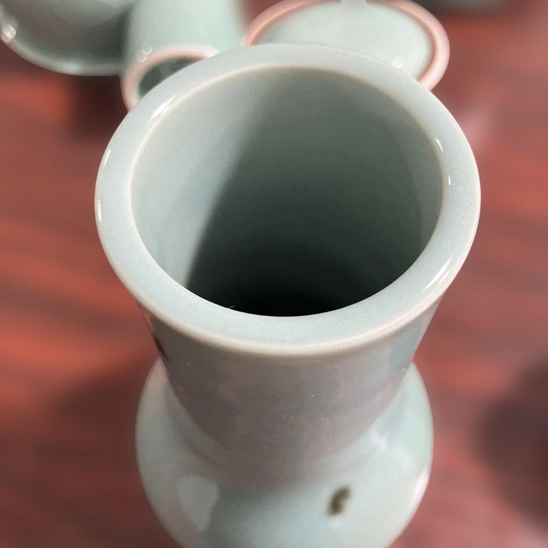 1-135)青磁 飛青磁 陶器 茶道具セット風炉用柄杓付き 柄杓（風炉用