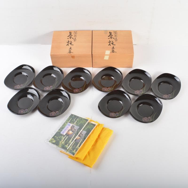 輪島塗　五島屋謹製　煮物碗・吸物碗・皿・茶托・盆　共箱　全41点　F　6292A