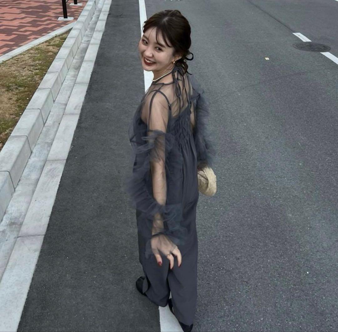 【オケージョン】【結婚式】【パーティ】シースルー チュール&オールインワンドレス