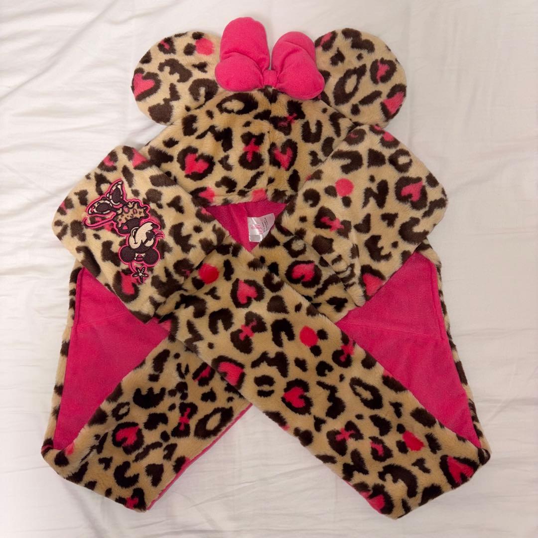 ディズニー ミニー ヒョウ柄 マフラーキャップ - メルカリ