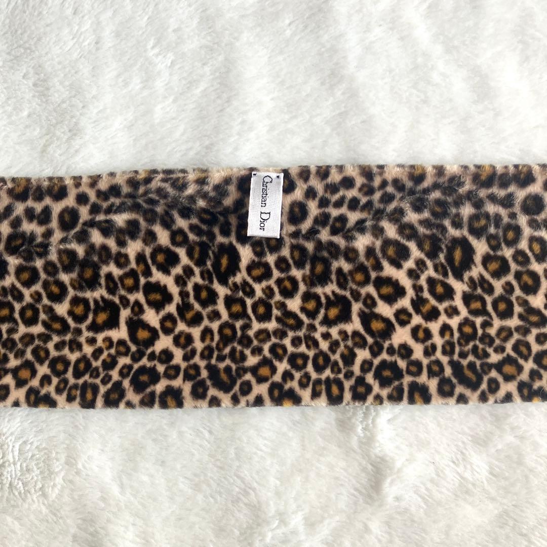 クリスチャンディオール CD金ボタン レオパード エコファーマフラー