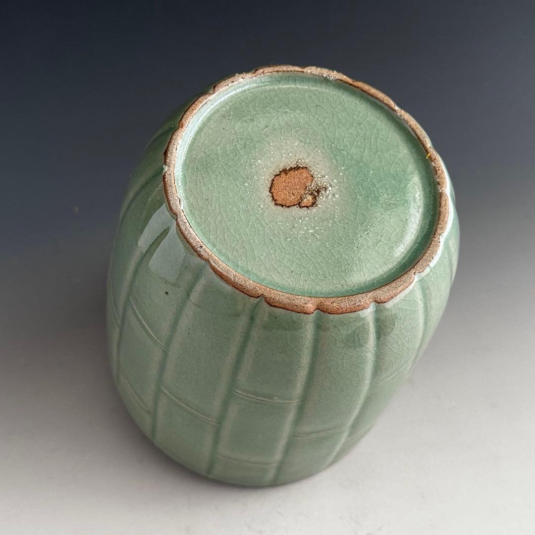 茶道具 青磁 竹彫 廣州窯 共箱 堀内宗完宗匠書付 表千家 茶会