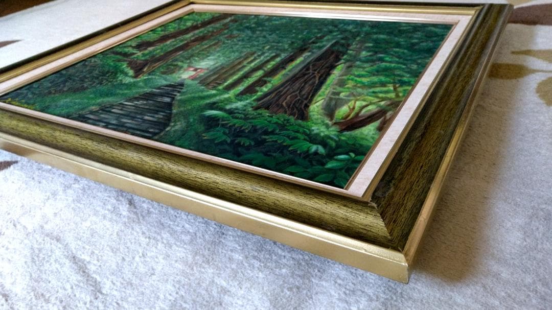 絵画「出羽三山参道」油彩画 油絵 風景画 原画 Ｆ10