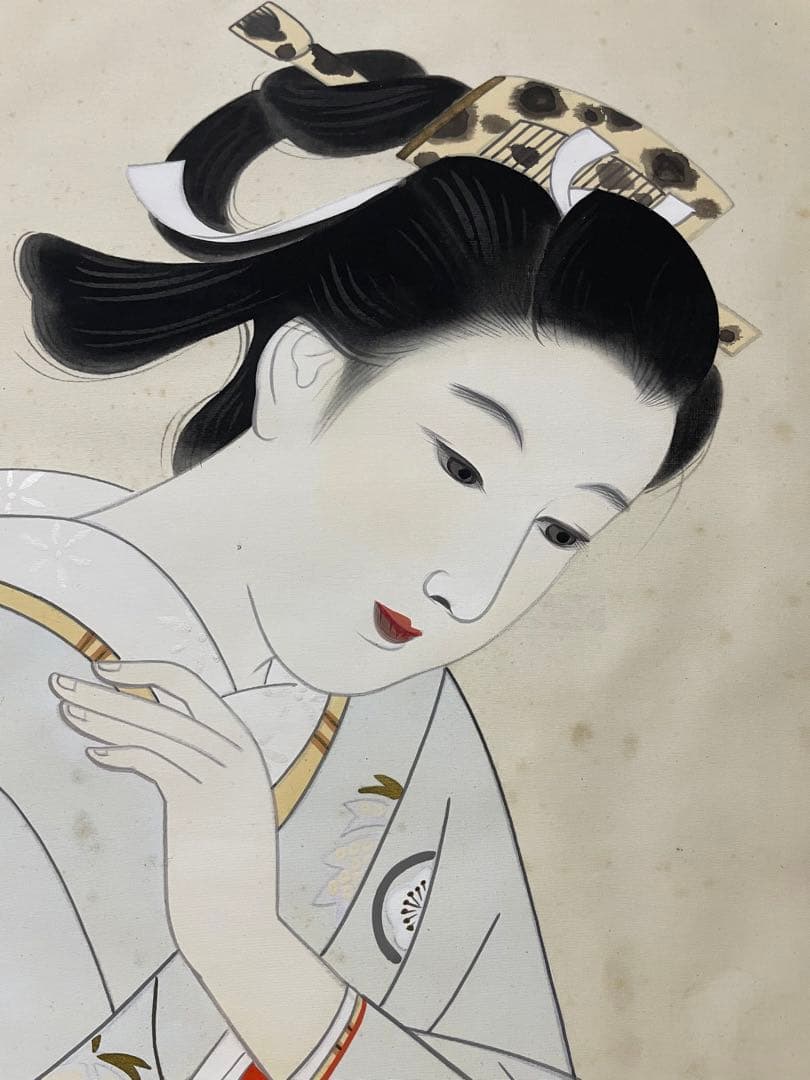 中村貞以 日本画 原画 約F8 絹本 貴重 真作保証 1点もの