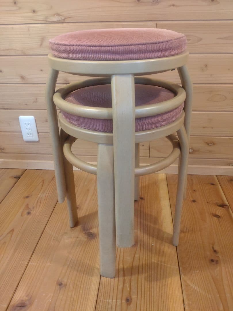 秋田木工　スタッキング　曲木スツール　ブナ材　2脚セット　1990年代