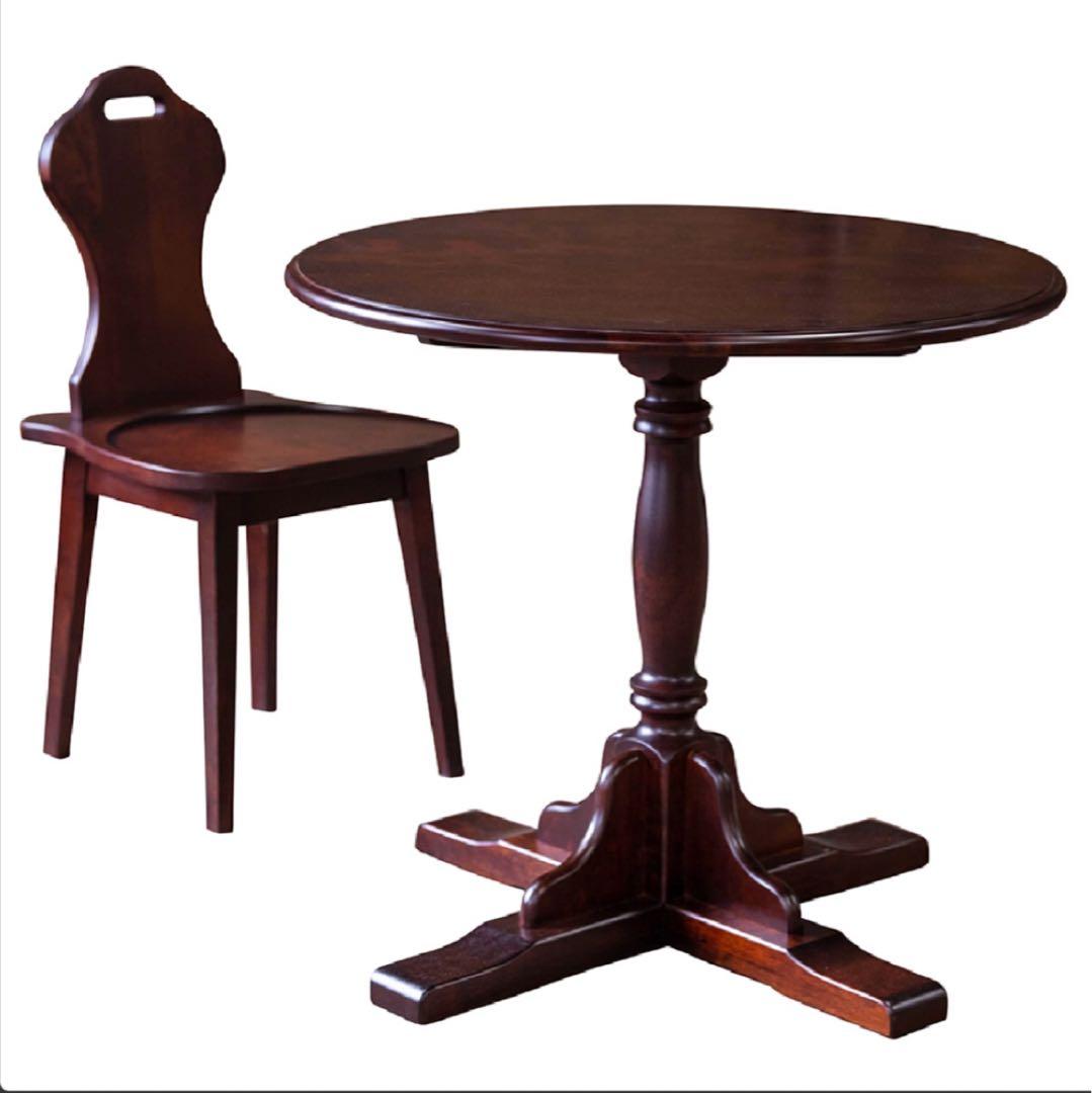 高級】クリエイトファニチャー 北海 カバ材 天然木 丸テーブル 民芸家具