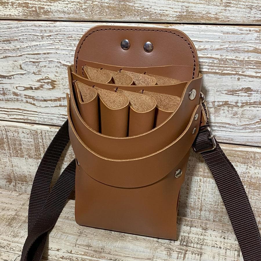 トリマー向き】 8丁差し キャメル 本革シザーケース TSC-13/CCA