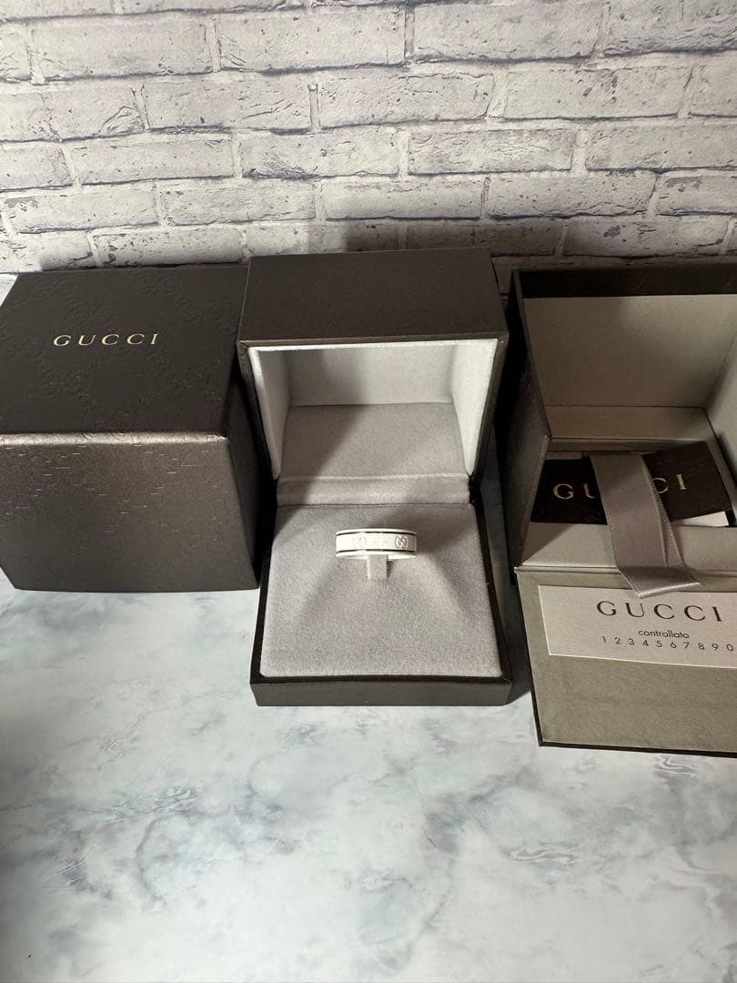 【未使用】GUCCI グッチ リング 指輪 GG ホワイト #17