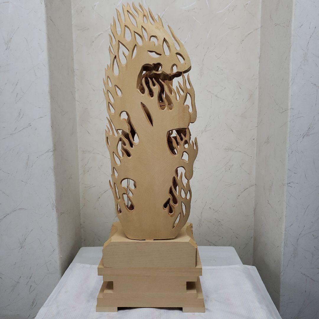 Bフライデー蔵出し特価極上彫り☆白木材 不動明王立像1尺立☆