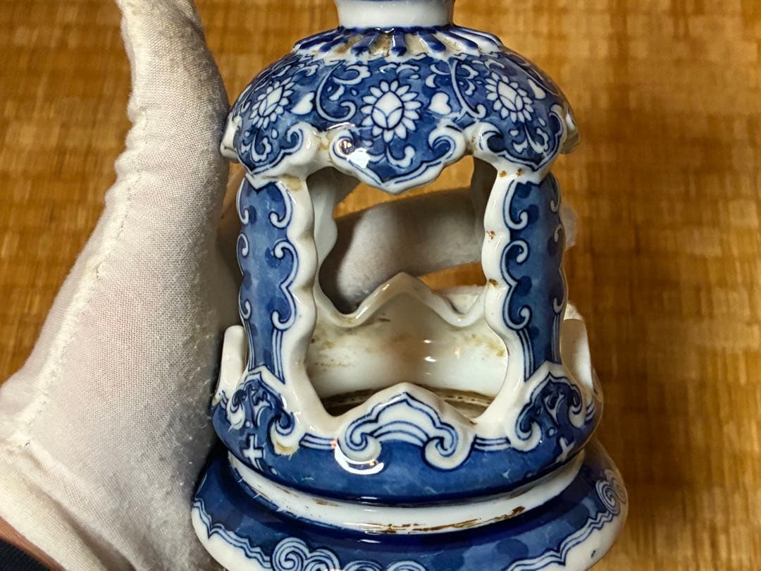 有田焼 古伊万里 染付 燭台 一対 時代物