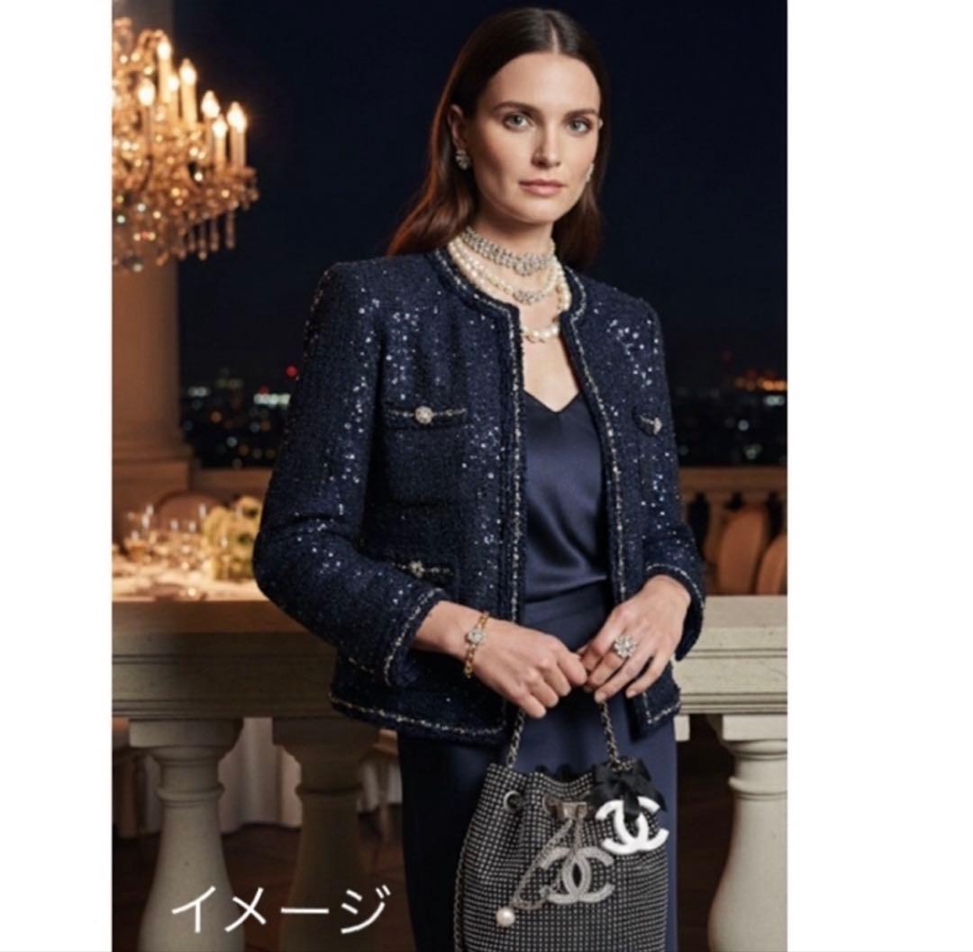 シャネル• ラインストーン CCロゴ 巾着型ショルダーバッグ