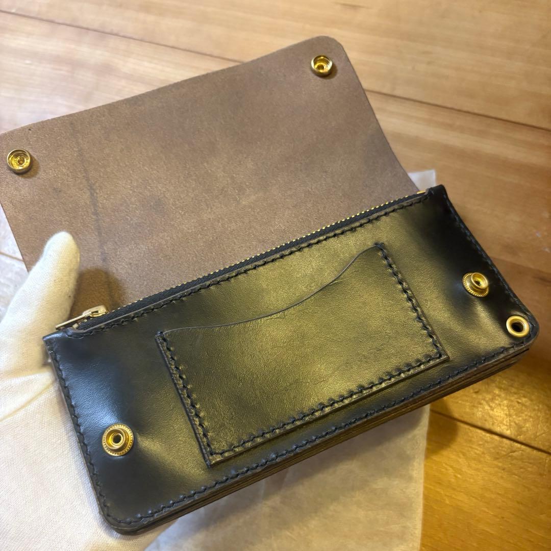 トラッカーウォレット　ロング　クロムエクセル　3層　小判カン付　茶芯