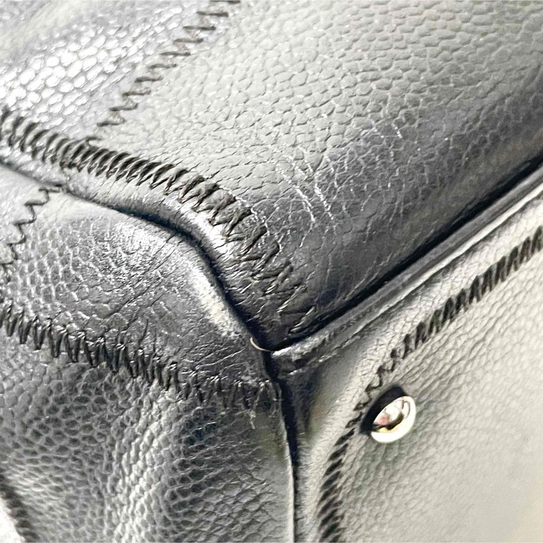 sigeta19シャネル　キャビアスキン　チョコバー　ハンド　ミニボストン