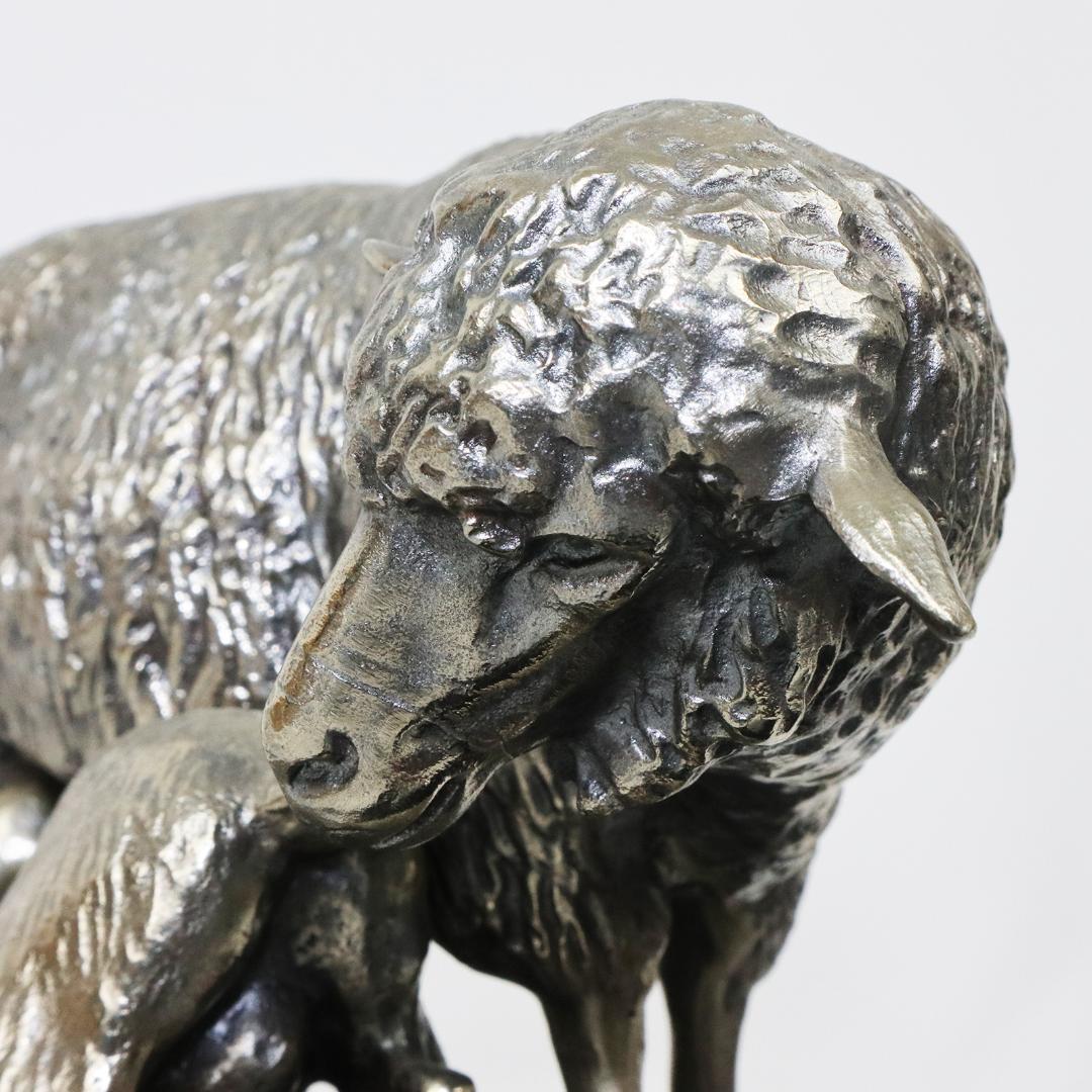 EMILE LIENARD エミール レナード 白銅製 羊 置物 栞 共箱