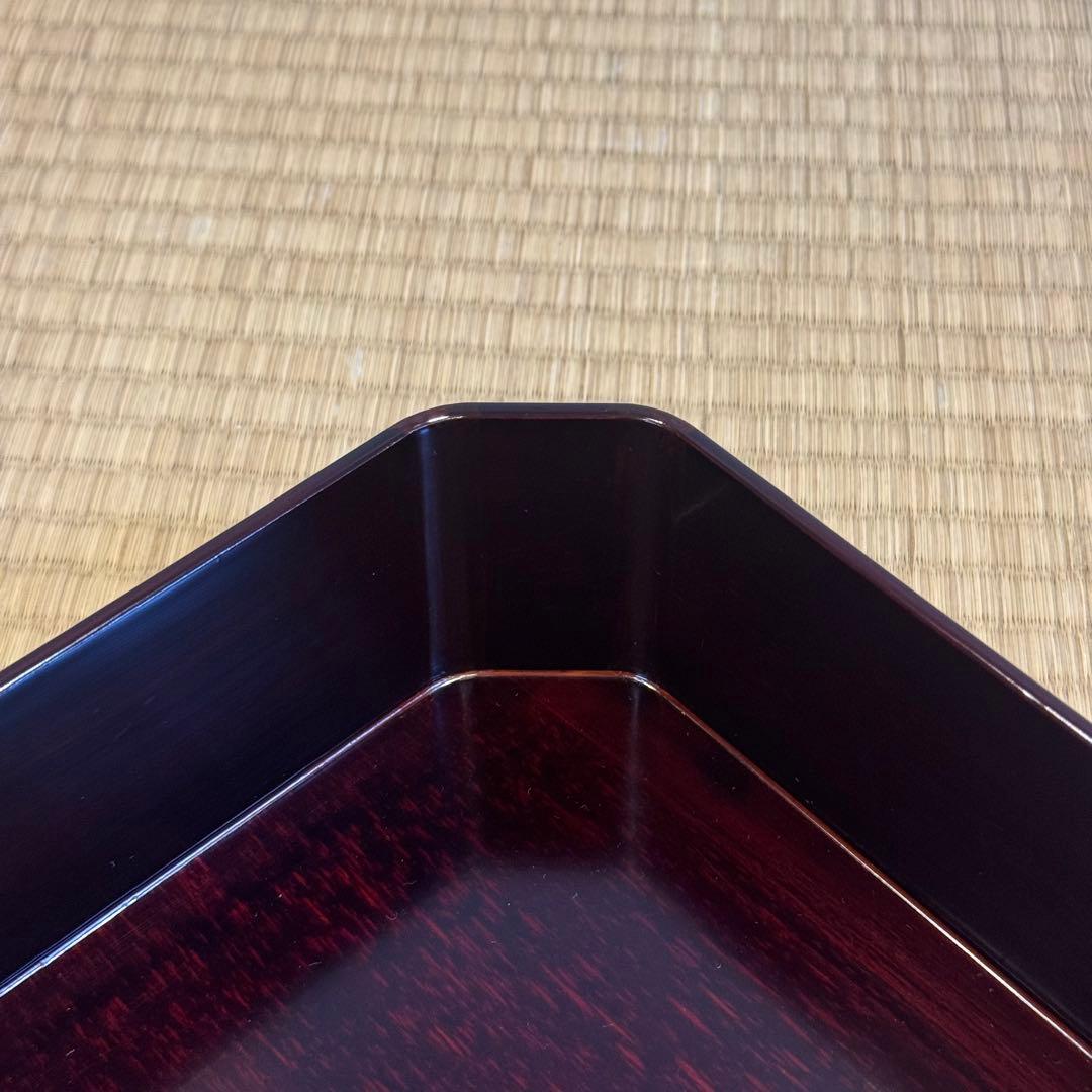 大徳寺形 溜塗 縁高 5客 共箱 弁当箱 茶懐石道具 木製漆器