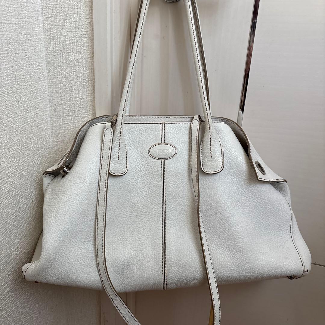 専用　TOD'S ホワイトレザー ハンドバッグ美品