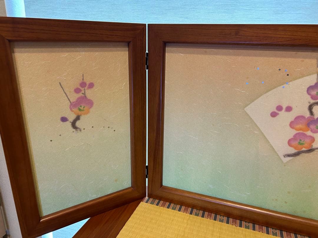 あゆな　桐製 三段ひな壇 春日三段 梅柄屏風セット　お雛様　正月飾り