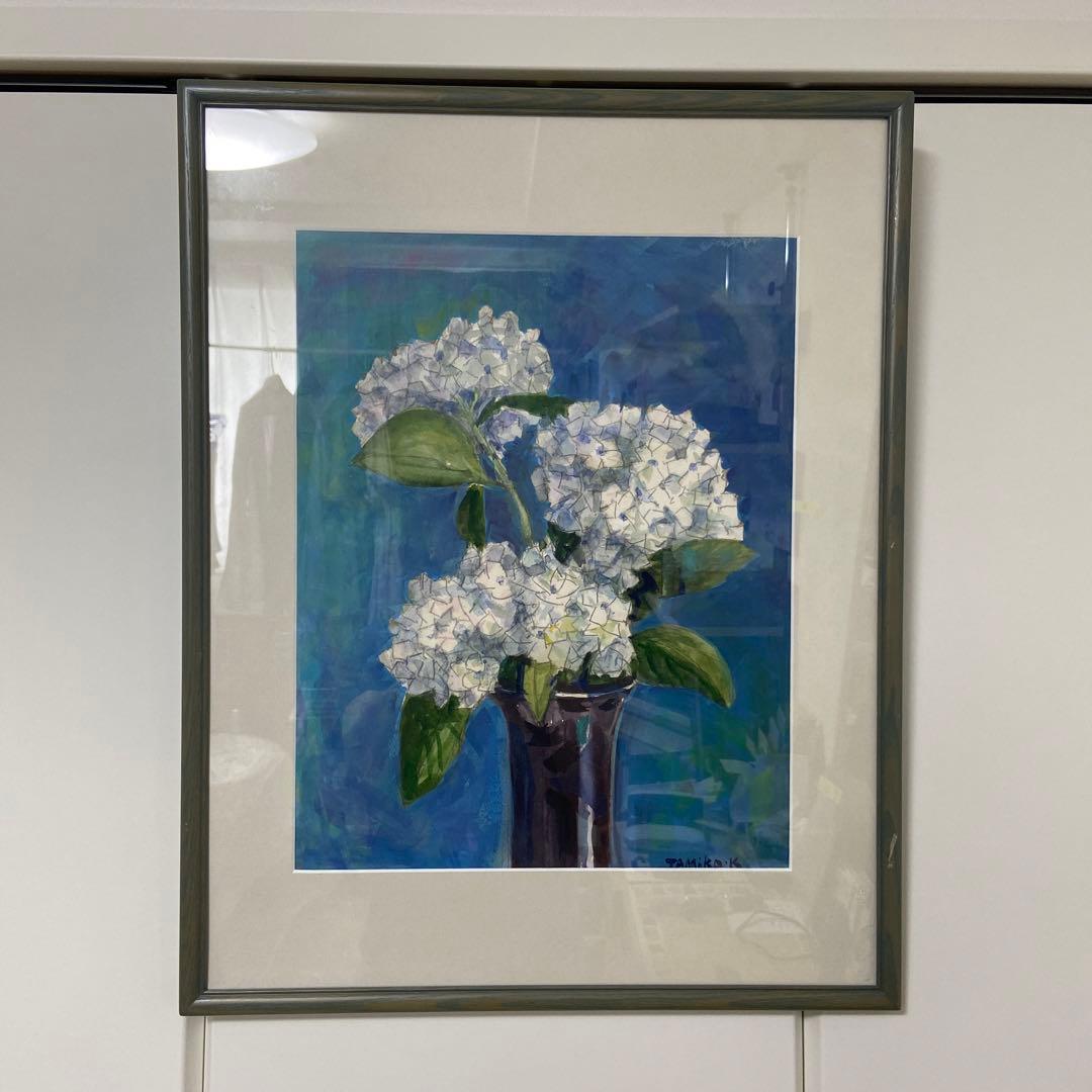 水彩画　紫陽花　アジサイ