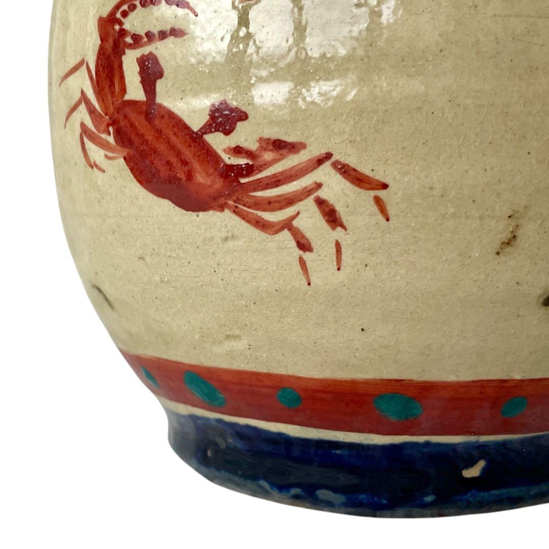 希少】小橋川仁王 赤絵 水指 共箱 茶道具 花瓶 民藝 安い 陶器 壺屋焼