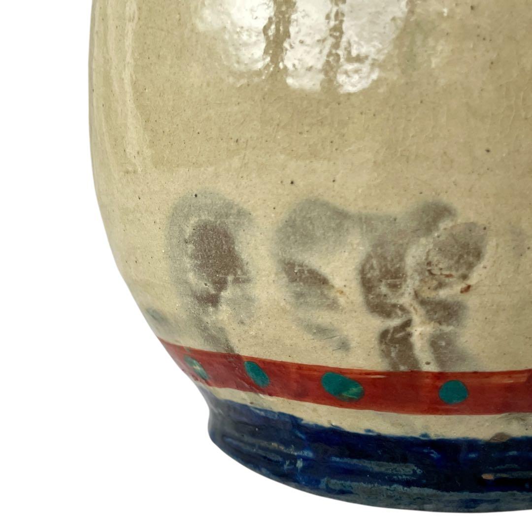 希少】小橋川仁王 赤絵 水指 共箱 茶道具 花瓶 民藝 陶器 壺屋焼 やちむん