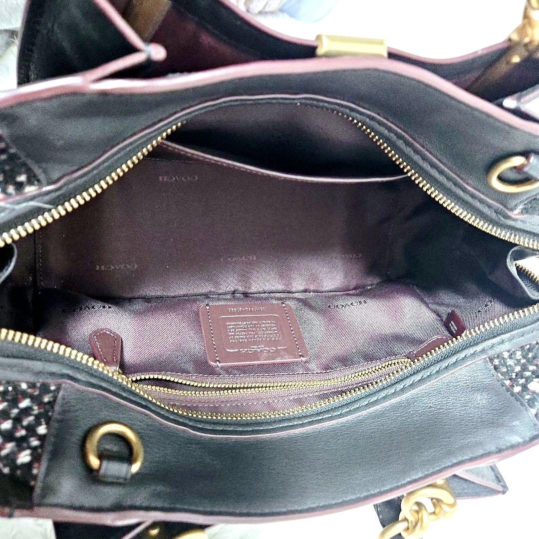 COACH ドリーマー ハンドバッグ 斜めがけ ツイード レザー 2way 黒