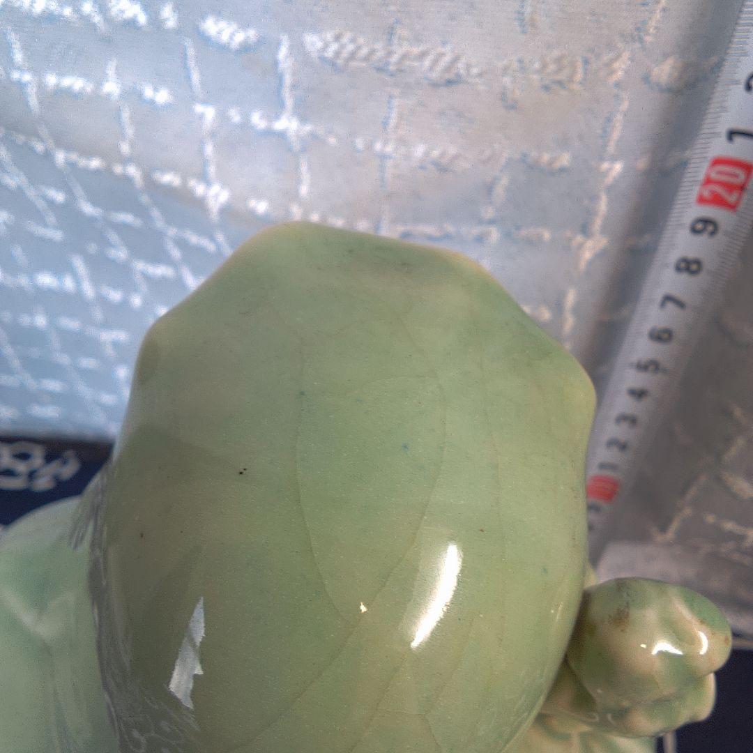骨董4 緑色の陶器製老賢者像 約20cm - メルカリ