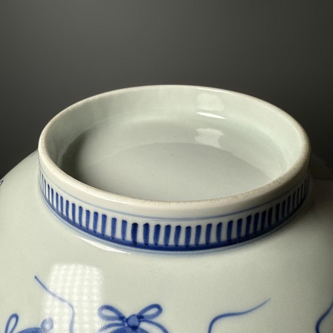 後期鍋島　染付芙蓉文中皿　六客　江戸後期〜明治初期　同手図録掲載品　20.7cm