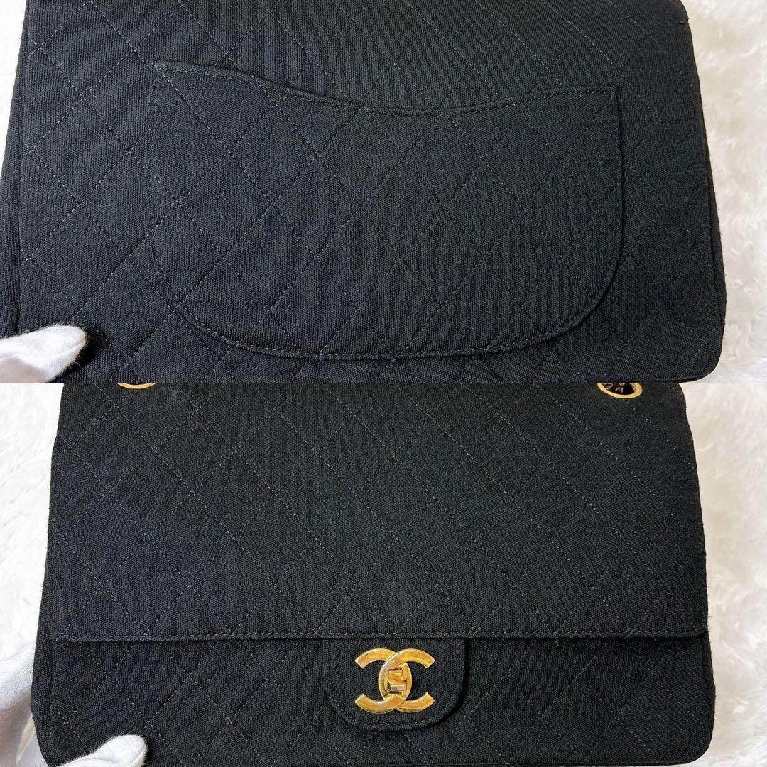 CHANEL✨【美品】レザー　マトラッセ　コットン　ショルダーバッグ　ラムスキン