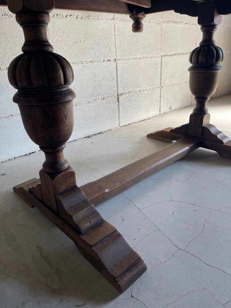 アンティーク　英国　ドローリーフテーブル　オーク材　伸長式　エクステンション