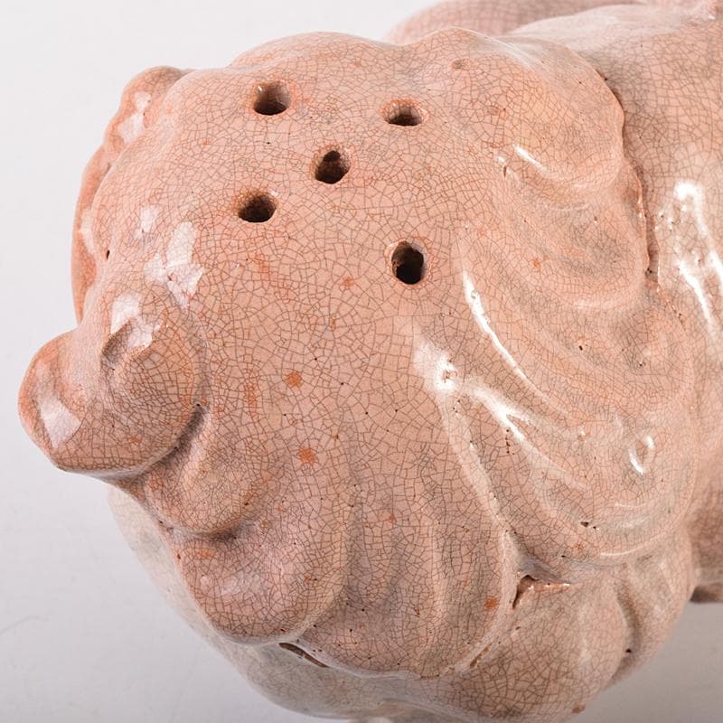 茶道具 楽焼 白楽獅子香炉 V R7840