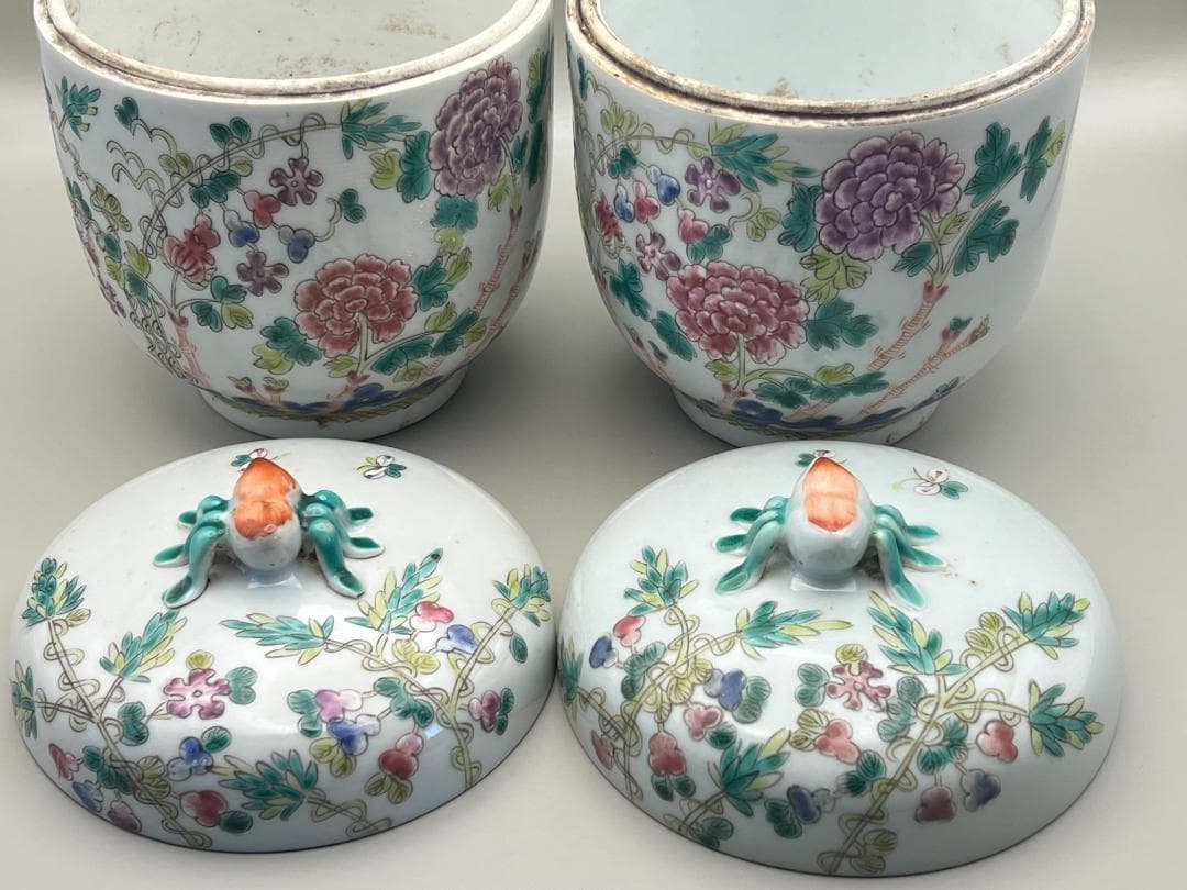 スペード様専用 粉彩茶壺① 牡丹福寿文 同治年製在印 骨董