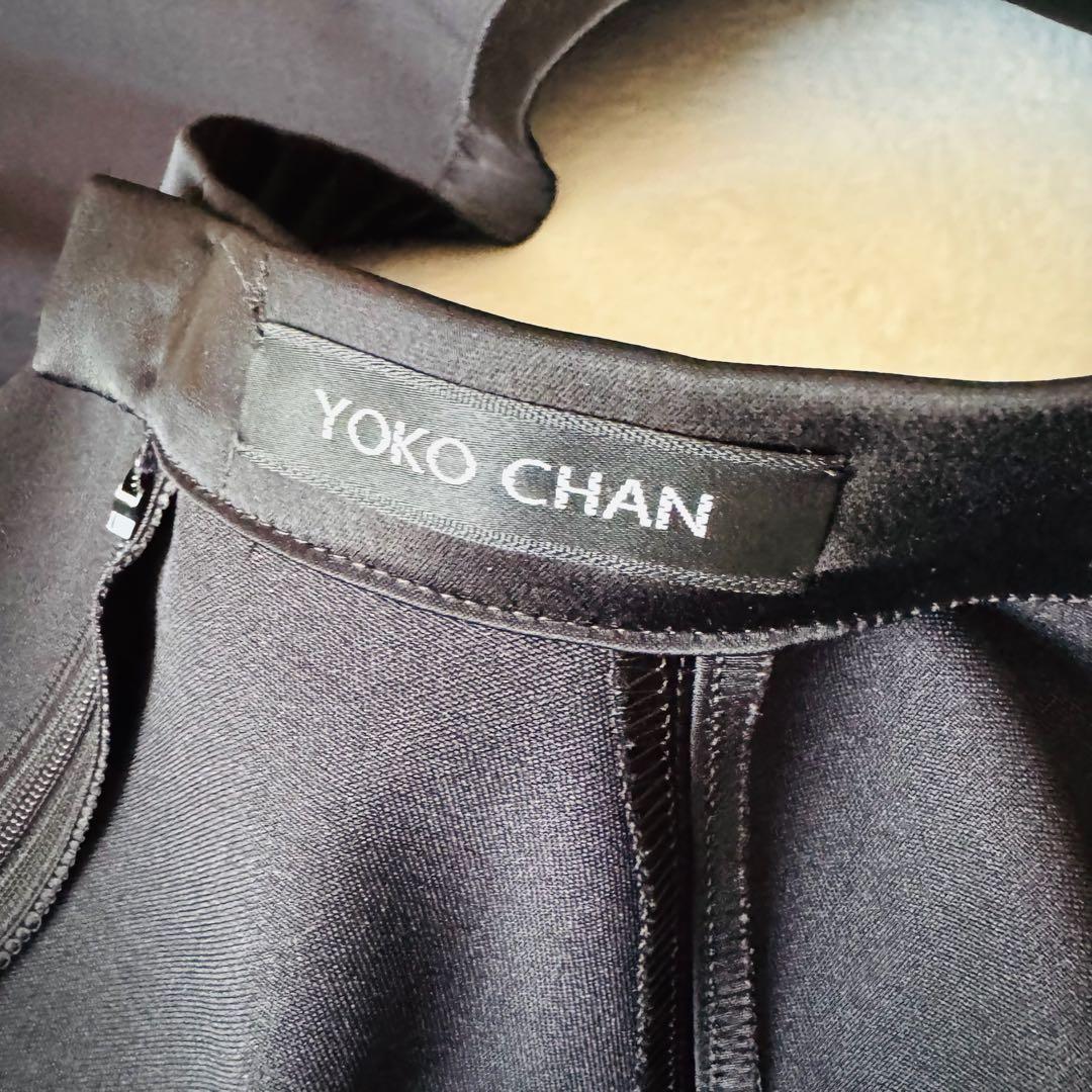 【美品】 ヨーコチャン サーキュラースカート フレア 38 サテン ブラック