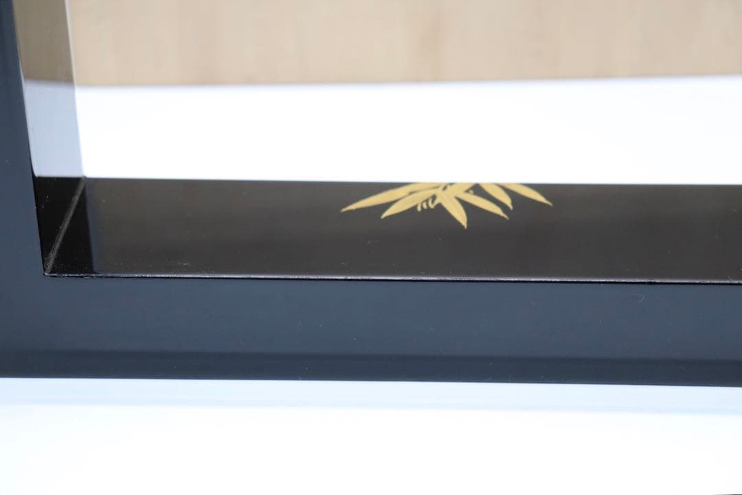 江岳作　高級　極眞　炉縁　本漆黒塗立　蒔絵　共箱　送料込み0307