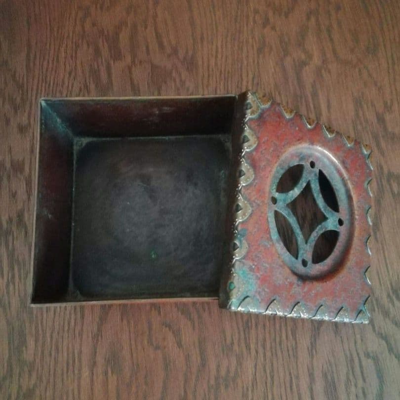 逸品　緋銅　毛織式　香炉　花活け　灰皿　松栄堂　明治金工　和骨董　アンティーク