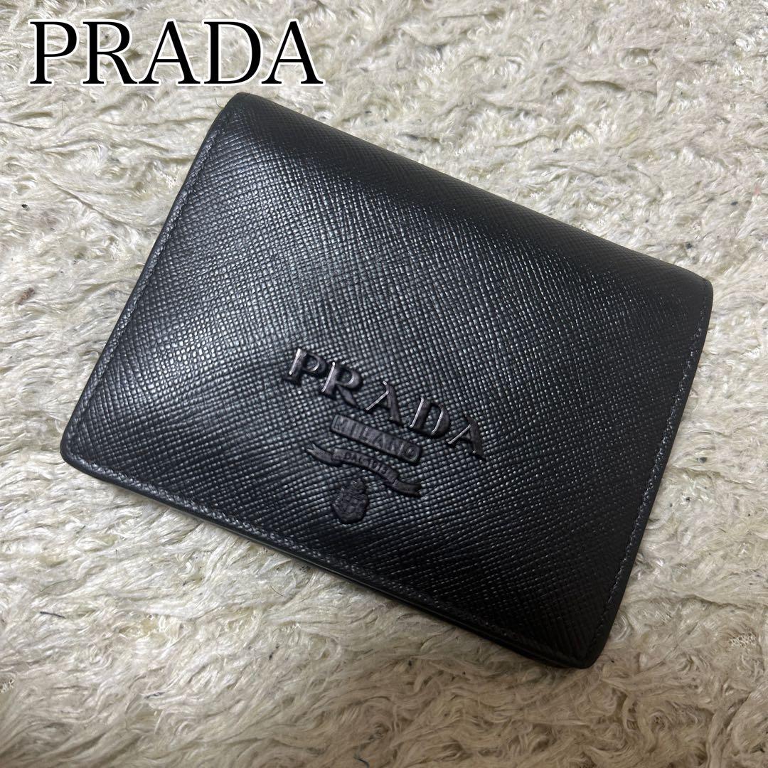 PRADAプラダ折り財布サフィアーノ ブラック極美品‼️