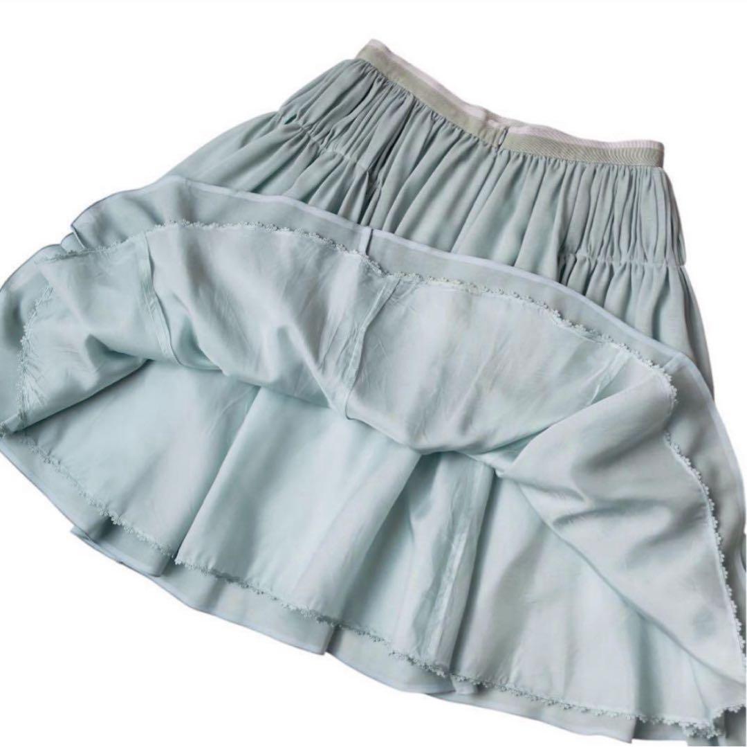 【現行！美品】フォクシー フレアスカート シフォン ミント サイズL