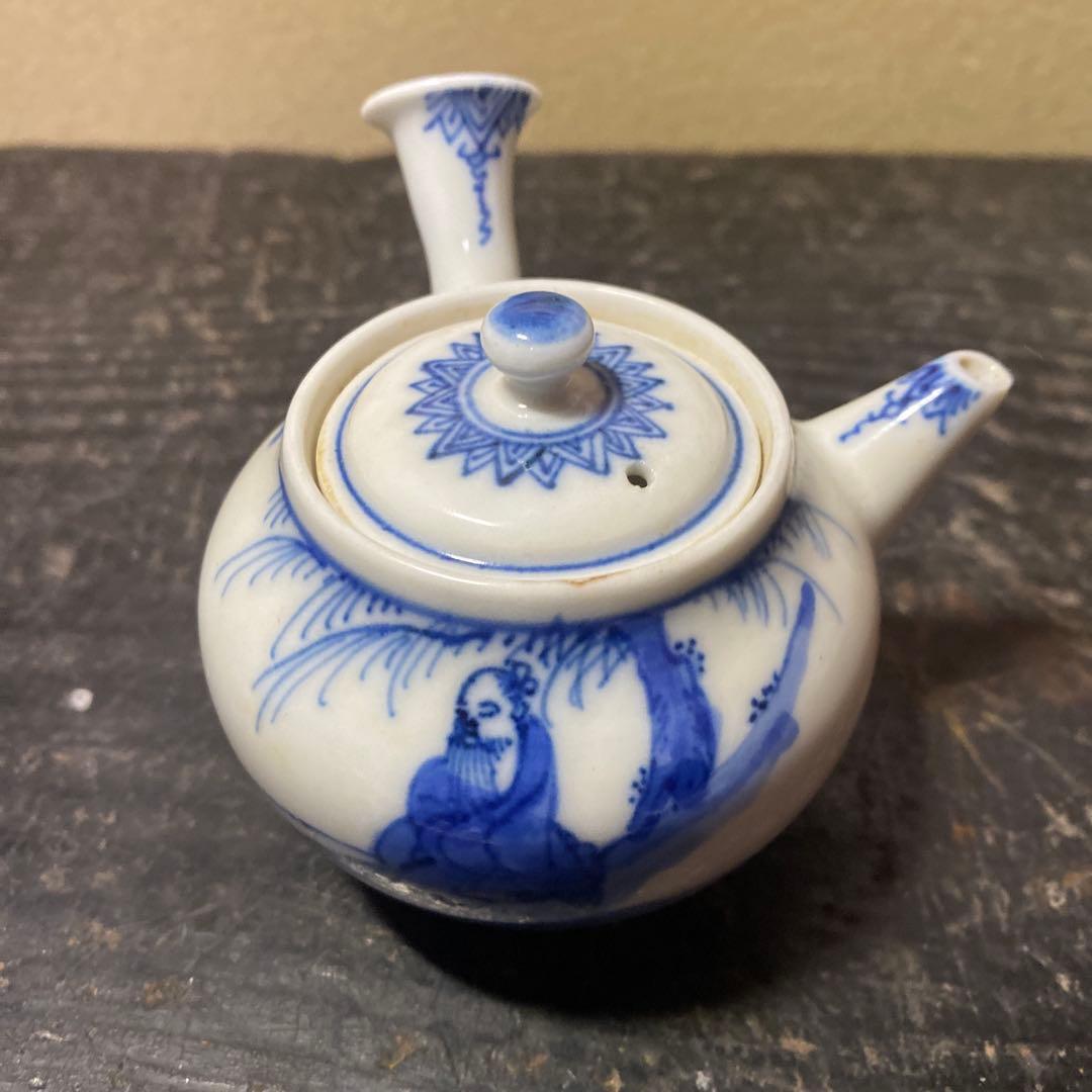 中国年号入　染付人物分煎茶器セット