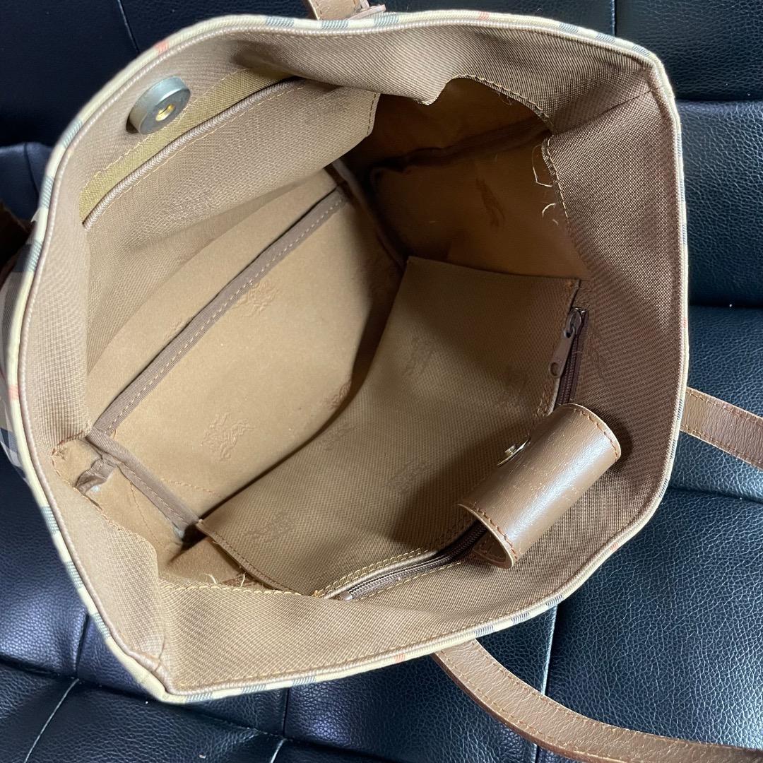 ✨ヴィンテージ✨バーバリー 舟型ハンドバッグ ノバチェック ナイロン ベージュ系