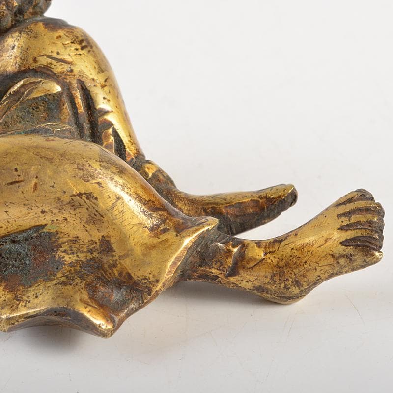 中国 古銅鍍金 人物像 達磨像 紙鎮 置物 M R7465