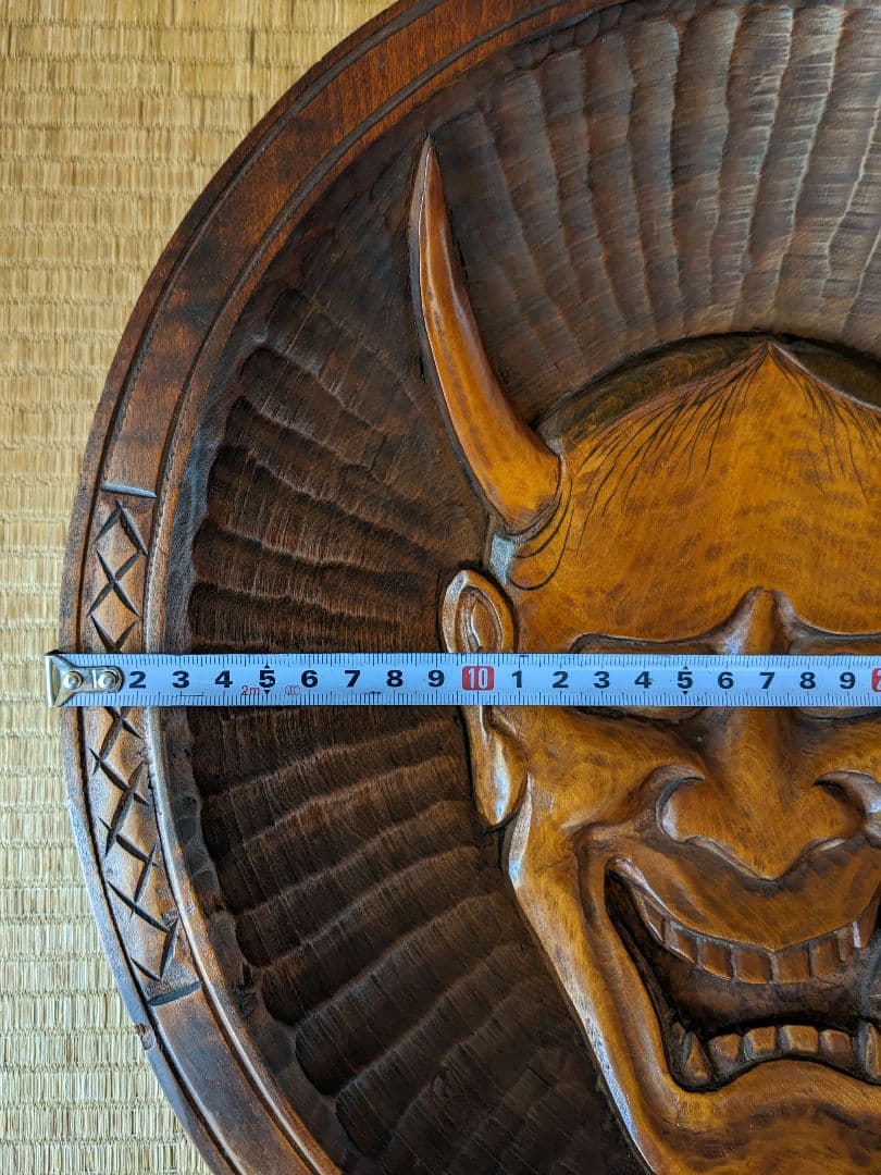 ♢木彫 般若 作家刻印入 壁掛 置物飾り 縁起物 魔除け厄除け開運 古美術