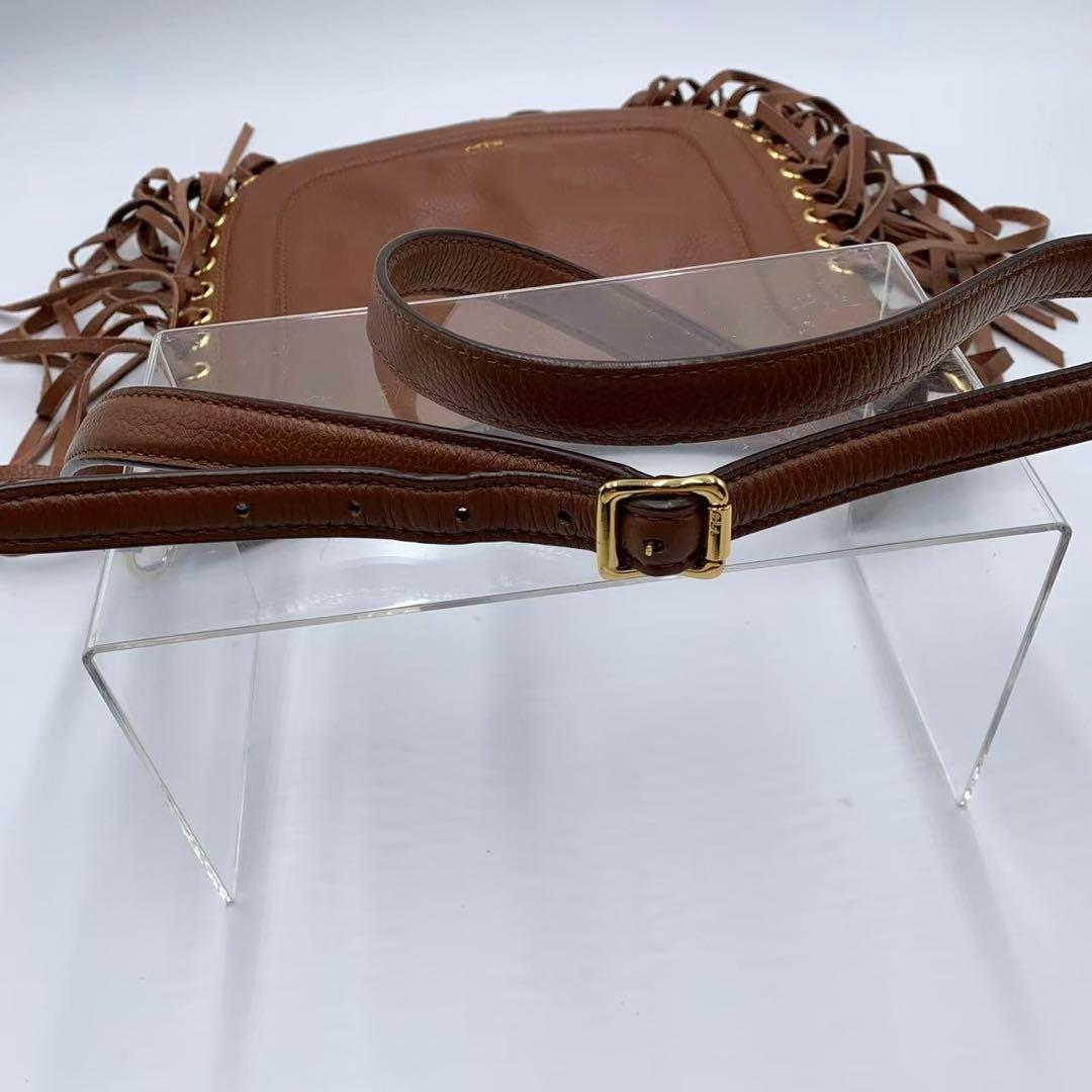 【極美品】LRL ローレンラルフローレン レザー ショルダーバッグ フリンジ