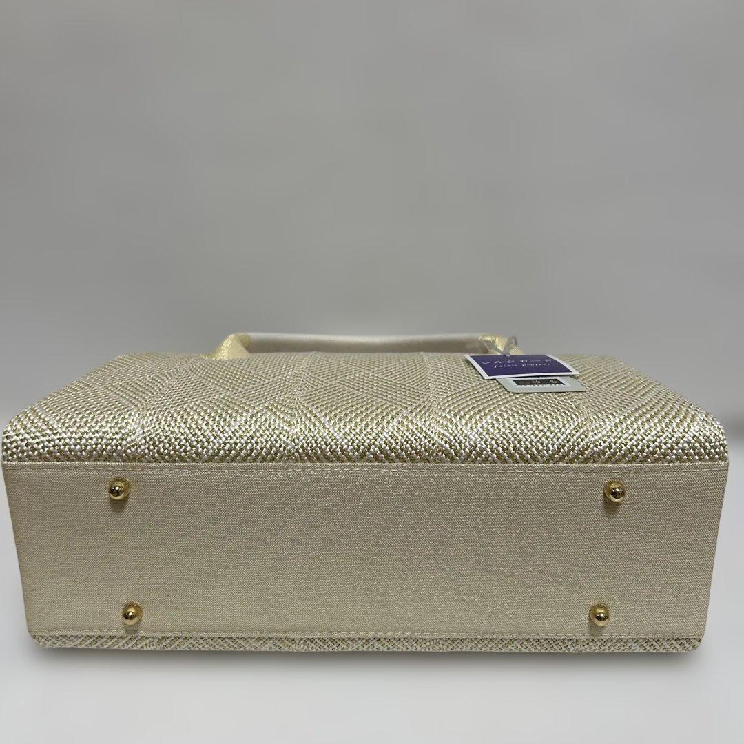 バック バッグ 和装バッグ あおりバッグ 利休バッグ 着物に 組織り 薄金色