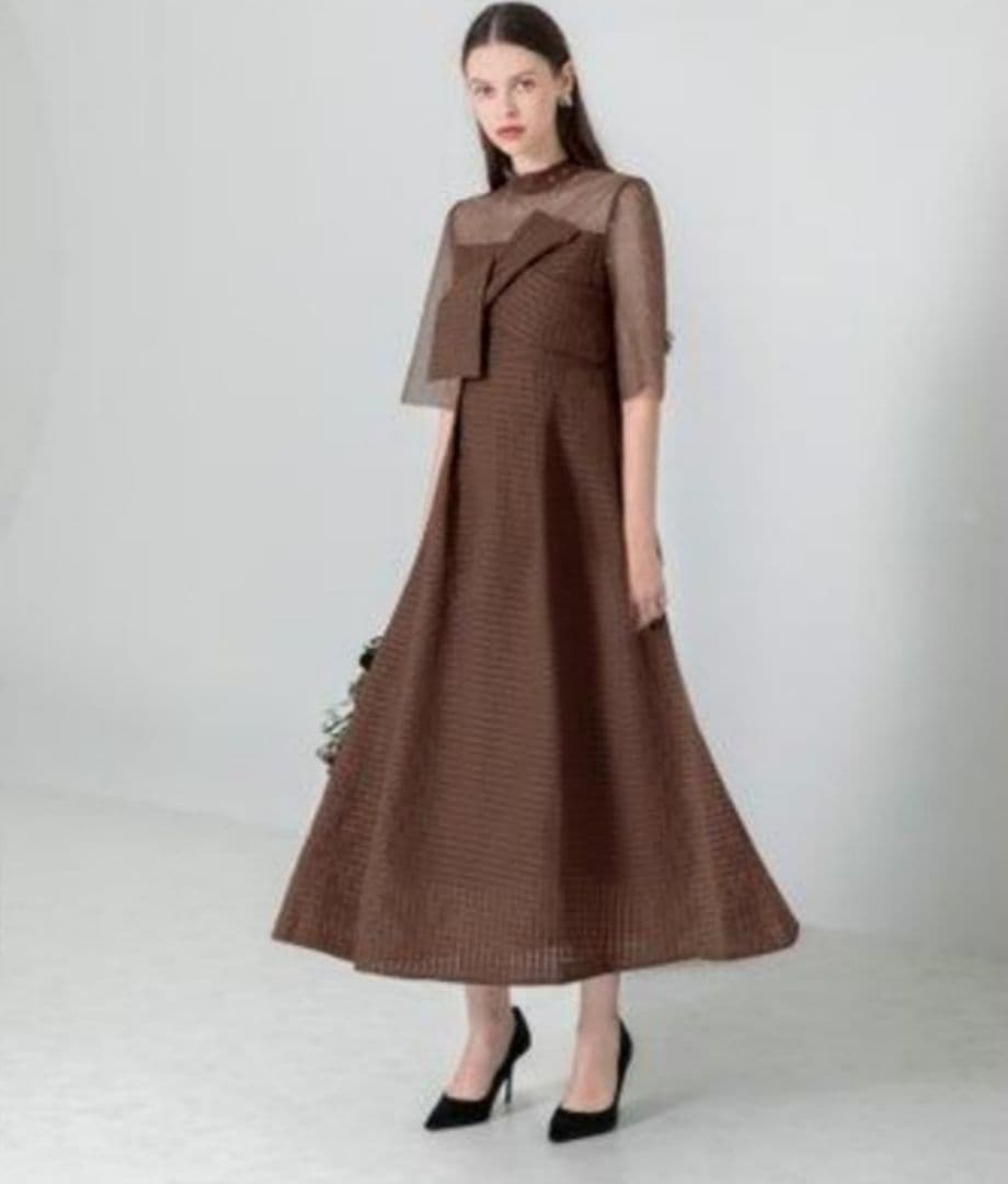 Leja ワッフルワンピース ロング ドレス 結婚式 オケージョン フレア S Leja ワッフルワンピース ロング ドレス 結婚式 オケージョン フレア S