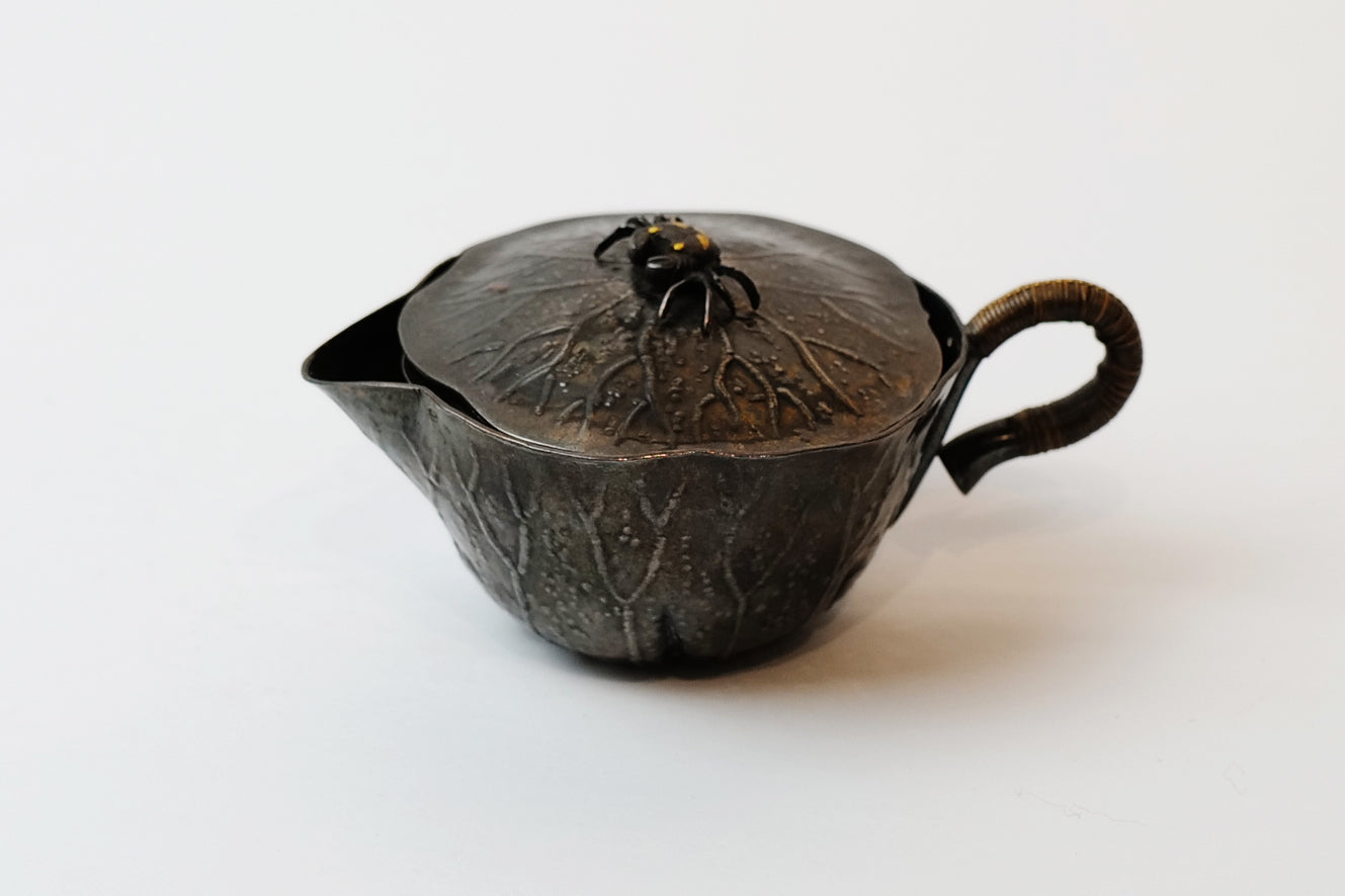 中川浄益」銀製 ホビー・楽器・アート 【中川净益】純銀花草彫 湯沸 銀