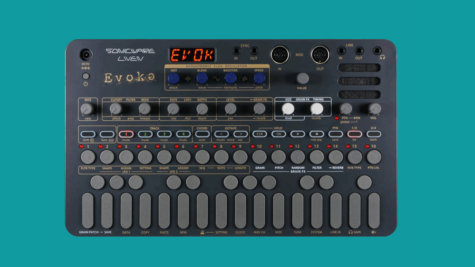 Sonicware LIVEN Evoke, portable Synthesizer with acoustronic